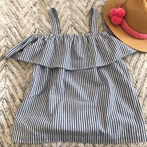 JCrew Chambray Off the Shoulder Striped Top